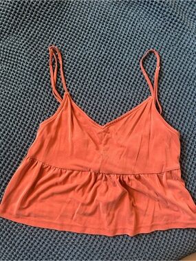 Women's Rust Orange Spaghetti Strap Peplum Tank Top